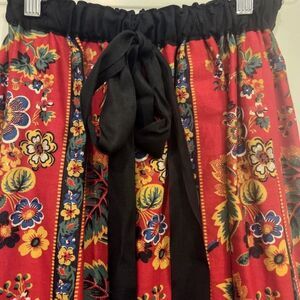 Vintage Mr. Hank Maxi Skirt Cotton/Avril Boho Floral Black & Red
